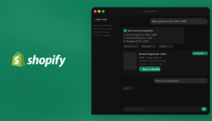 picture of shopify with a chatgpt screen with text and prompts