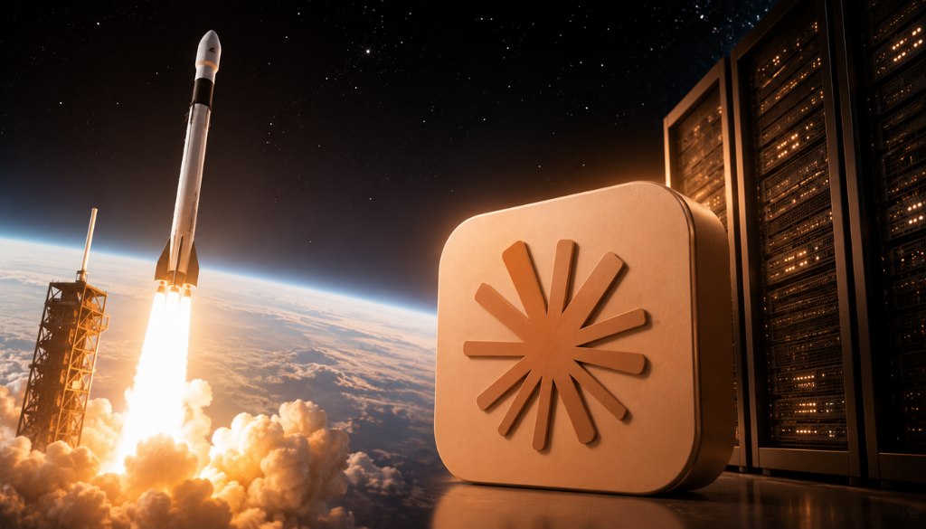 picture of claude app infront of space with space x rocket in background