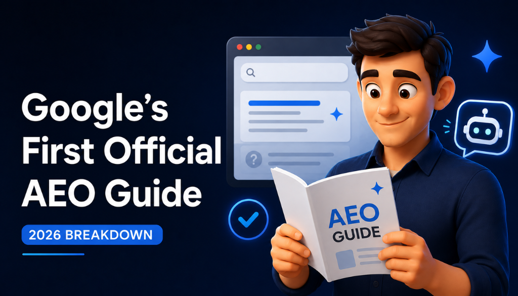 person holding an aeo guide from google