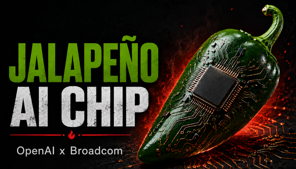 picture of a jalapeno with a chip in it with circuit board