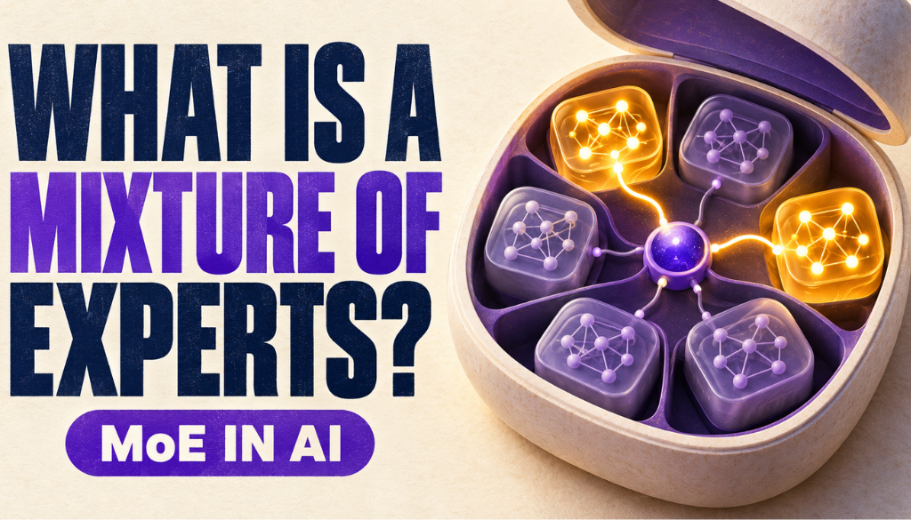 What is a mixture of experts in AI: a router selecting two of several expert networks